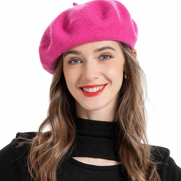 Pink 'Sparkle' Embroidered Wool Beret - Picture 7 of 7